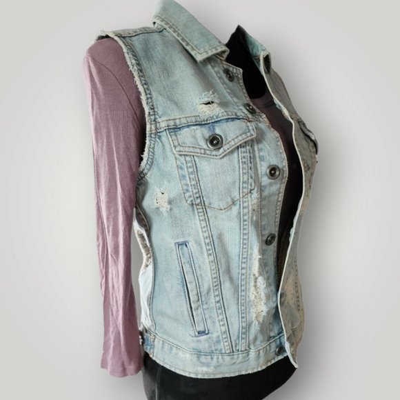 HURLEY Denim Destroyed/Distressed Vest - Picture 3 of 9